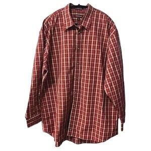 Nordstrom Smartcare Mens XL Red Plaid Long Sleeve Button Down Cotton Shirt